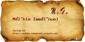 Mühle Immánuel névjegykártya